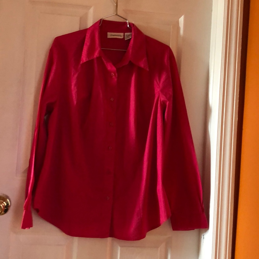 Chadwick’s women button down hot pink long sleeves shirt size 0X career classic